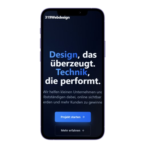 Webdesign Portfolio Mockup für responsive Website auf iPhone - Mobile-First Design von 319Webdesign